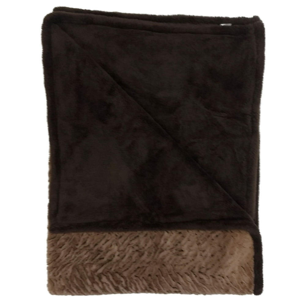 Club Grand Luxury Faux Fur Brown Zebra Micromink Throw Blanket