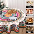 thumbnail image 4 of Colorful Mexico Round Table Cloth - Mexican Floral Tablecloth Cactus Stripes Lines Native Art Table Cover for Kitchen Party Picnic Dining Decor 60 Inch, 4 of 8