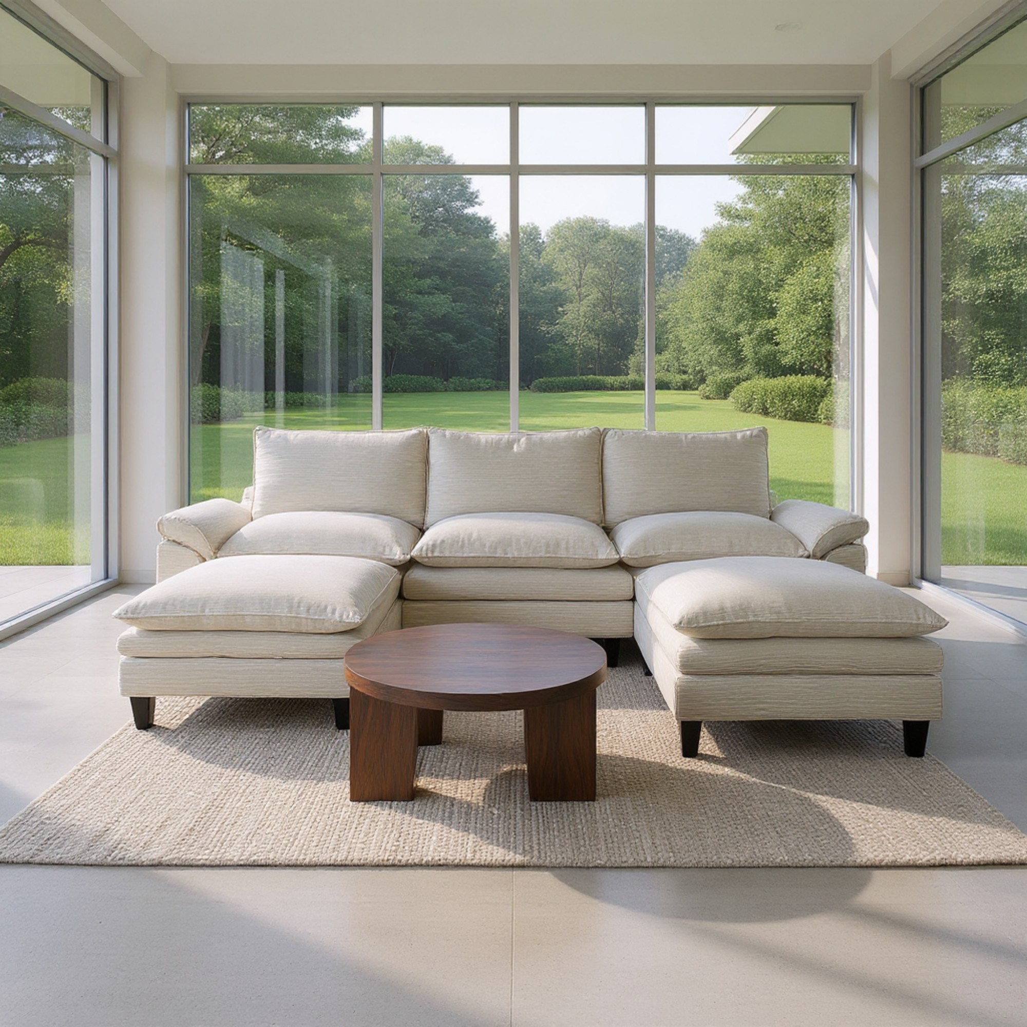 Gewnee Modular Sectional Sofa with Movable Storage Ottomans, U Shaped Cloud Couch for Living Room, 3-Seat