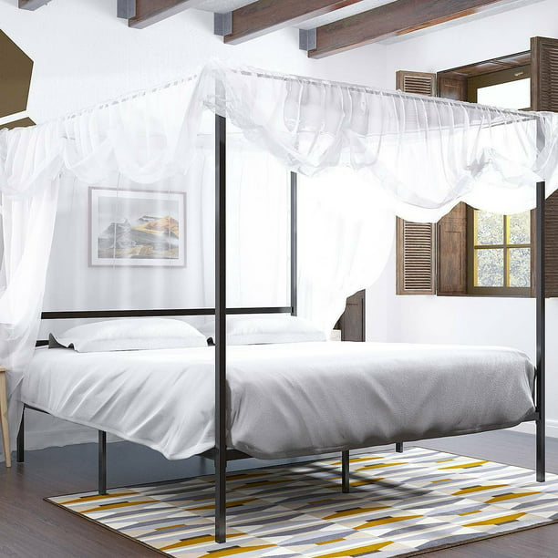 Yitahome King Size Canopy Bed Frame, Black Metal Canopy Bed King Size