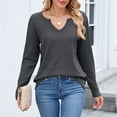 thumbnail image 5 of Fiaer,Womens Waffle Long Sleeve V Neck T Shirts,Plus Size Loose Fit Casual Tshirts for Women,Women's Trendy Basic Going out Solid Breathable Tops Grey XXL, 5 of 6