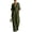 Army Green #001, variant on Women's Summer V-Neck Wide-Leg Jumpsuits, Batwing Sleeve Ruched Waist Maxi Jumpsuits, M