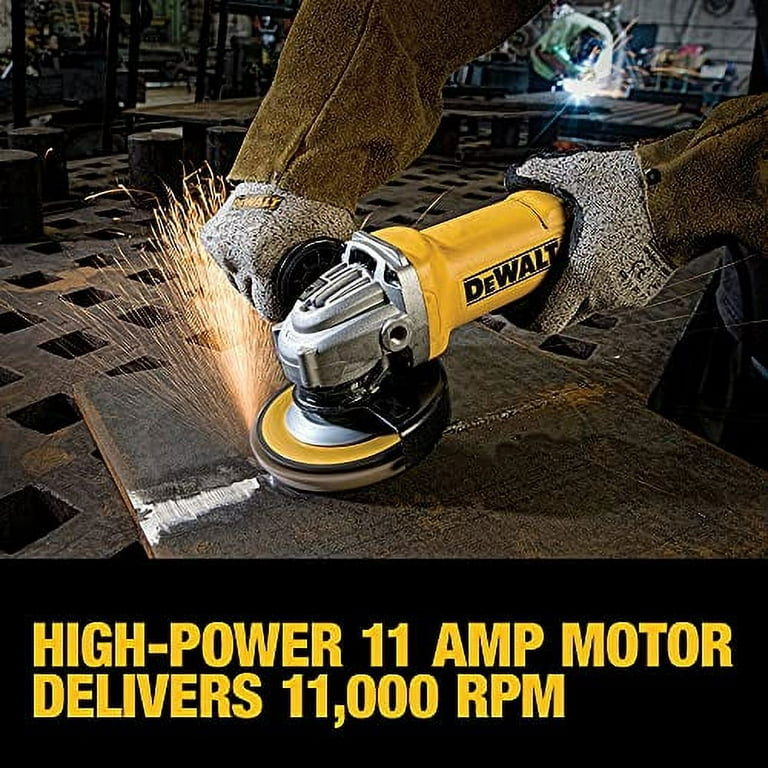 DEWALT Angle Grinder, 4-1/2-Inch, 11-Amp, 11,000 RPM, Paddle Switch with No  Lock, Dust Ejection System, Corded (DWE402N) Yellow