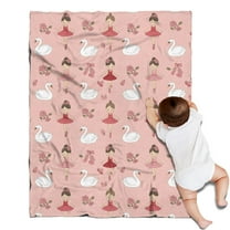 Pink Ballerina Swan Pattern Blanket,Comfortable Soft Flannel Throw Blanket,All Season,Warm Lightweight Blankets for Sofa Bed Couch Living Room Chair,30"x40"