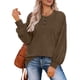 thumbnail image 2 of Top de manga larga para mujer, jersey con botones y cuello redondo, blusa informal holgada de manga larga para mujer, color café XXL, 2 of 6