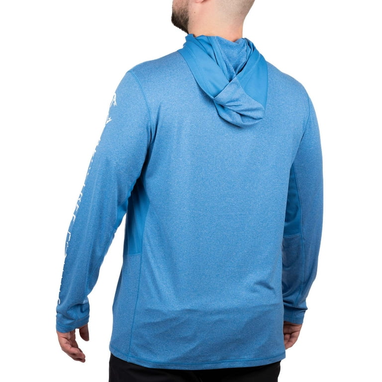 Realtree Blue Heather Men's Long Sleeve Hooded Fishing Shirt