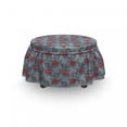thumbnail image 3 of Floral Ottoman Cover, Grunge Romantic Ornaments, 2 Piece Slipcover Set with Ruffle Skirt for Square Round Cube Footstool Decorative Home Accent, Standard Size, Slate Blue Pink, by Ambesonne, 3 of 5
