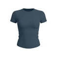 thumbnail image 3 of Naotn Womens Basic-fit T-shirts Summer Casual Stretchy Slim Fit Short Sleeve Workout Crop Tops Trendy Solid Color Tee, 3 of 3