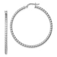 thumbnail image 4 of 925 Sterling Silver Rhodium-plated Beaded Hinged Hoop Earrings, 4 of 5