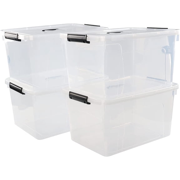 18 Quart Clear Plastic Storage Boxes, 4-pack Storage Totes Containers with Lids