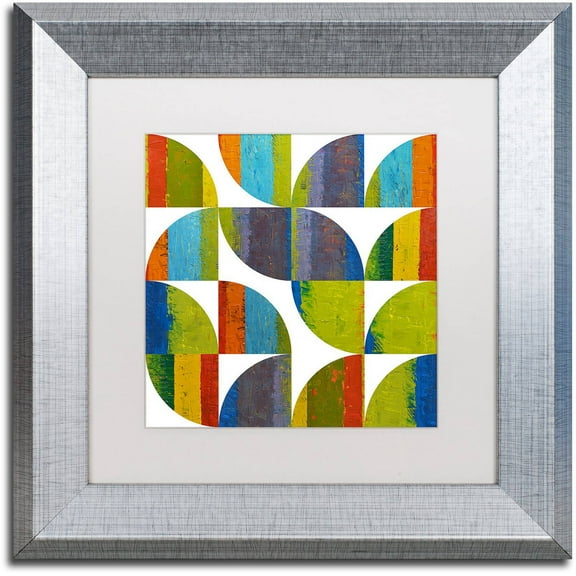 Trademark Fine Art "Quarter Rounds 3.0" Canvas Art by Michelle Calkins, White Matte, Silver Frame