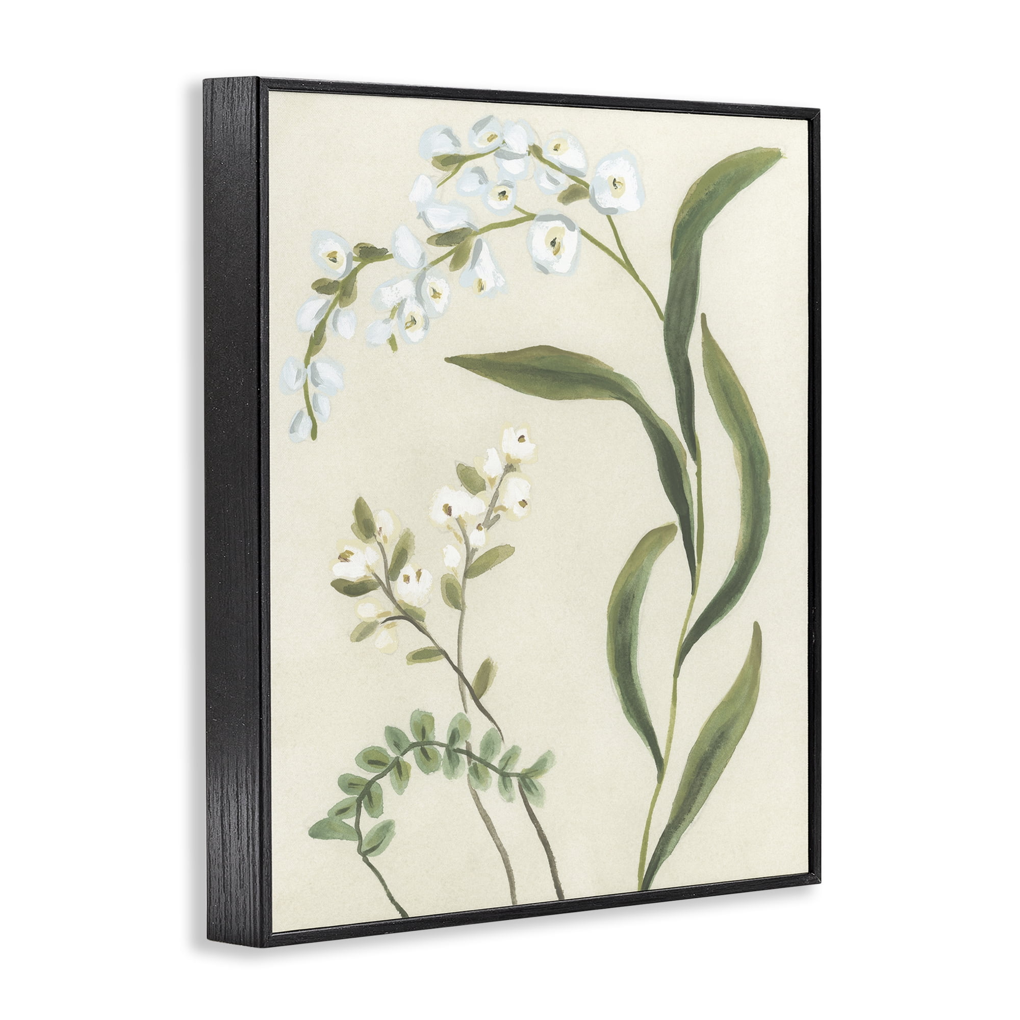 Stupell Industries Neutral Snowdrop Stems Black Framed Giclee Art, design by June Erica Vess