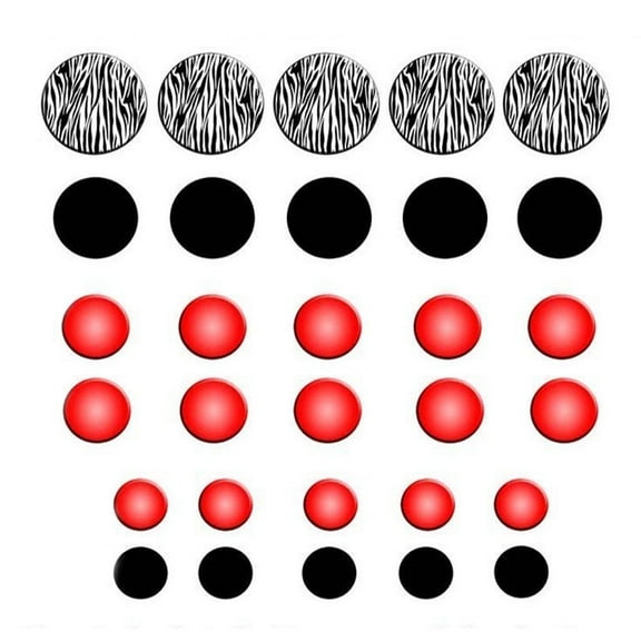 VWAQ Zebra Stripe Wall Decals Polka Dots Zebra Print Circles Red Girls Room Decor Peel and Stick Stickers GD7