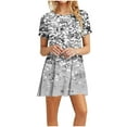 thumbnail image 2 of ZHUGeLI Womens Casual Tunic T-Shirt Dress Short Sleeve Summer Solid/Floral Dress, 2 of 6
