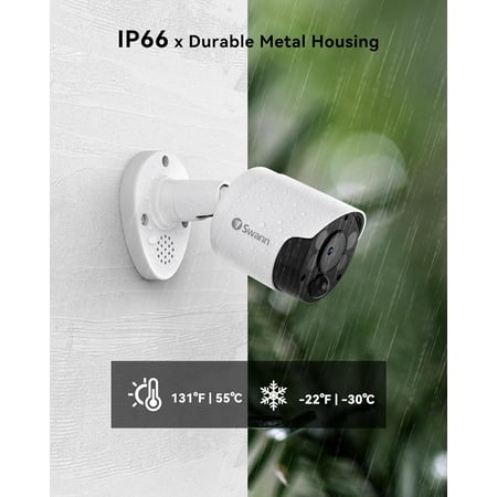 Swann - 4K PoE Add On Bullet Camera w/Dual LED Spotlights, Color Night Vision, & Free Face Recognition - White
