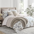 thumbnail image 3 of Levtex Home Martha Stripe Taupe Reversible Full / Queen Quilt Set (88x92in) with 2 Pillow Shams (26x20in) - Stripe Bedding - Taupe, White - Cotton Queen Size Quilt Bedding Set - Scalloped Edge, 3 of 8