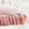 thumbnail image 4 of Home Soft Things Mongolian Faux-fur Pillow Covers Luxury Fluffy Throw Pillow Case Decorative Fuzzy Cushion Cover, No Pillow Insert, Set of 2 - Coral Pink - 20" x 20", 4 of 5
