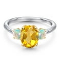 thumbnail image 3 of Gem Stone King 10K Two Tone Gold Yellow Citrine and Simulated White Opal Engagement Ring for Women | 2.00 Cttw | Oval 9X7MM | Gemstone November Birthstone | Size 5, 3 of 6