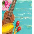 thumbnail image 3 of Music Duvet Cover Set, Ukulele with Hawaii Style Background Wooden Classical Vacation, Decorative 3 Piece Bedding Set with 2 Pillow Shams, Calking Size, Yellow Brown Aqua, by Ambesonne, 3 of 3