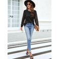 thumbnail image 5 of Women'S Waffle Knit Tops Dressy Business Casual Blouses Lace Long Sleeve Work Shirts Fall Clothes Black XXL, 5 of 8