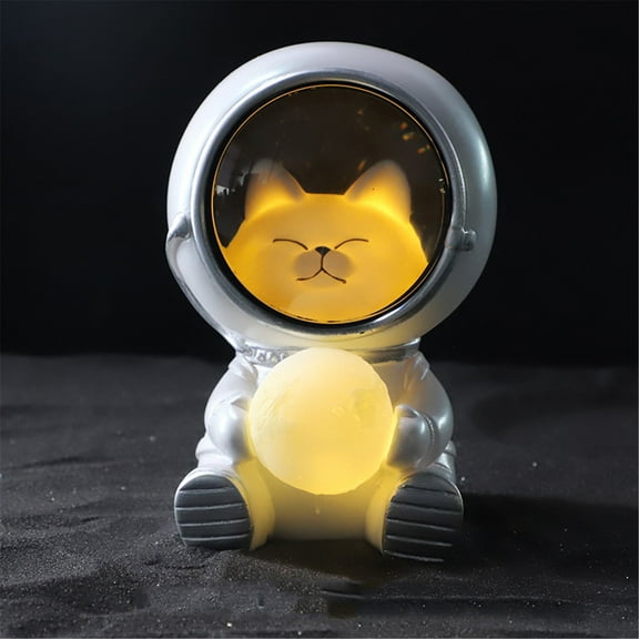 MORESEC under $5 Astronaut Night LightResin Desktop Lamp with Animal Astronaut Figure, Battery Powered Decorative Light for Kids Room, Cute Desk Lamp for Bedroom Office Decor