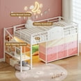 thumbnail image 3 of AOGLLATI Twin Size Low Loft Bed with 9 Storage Drawers and Under-Bed Hideaway, Metal Loft Bed with Stairway Shelf Storage and LED Lights for Teens White, 3 of 14