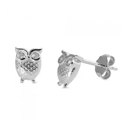 925 Sterling Silver Owl Earrings With Cubic Zirconia 925 Sterling Silver Owl Earrings With Cubic Zirconia