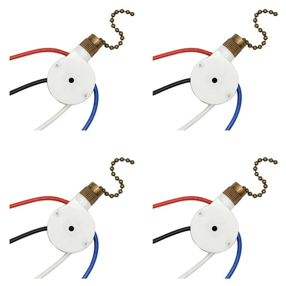 4PCS Ceiling Fan Lights Switch ZingEar ZE-208S E89885 3 Speed 4 Wire Fan Switch Pull Chain ,Fan Lights Switch,Bronze,4 x fan switch,Bronze