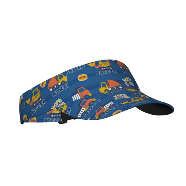 Fotbe Construction Vehicles Visera Deportiva con Diseño, Gorra Abierta Ajustable de Algodón para Mujer y Hombre