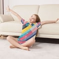 thumbnail image 3 of FORMRS Kids Short Sleeve Top and Pants Pajama Set Unisex Satin 2-Piece Sleepwear, Sizes 9-10Y, Color Striped, 3 of 8