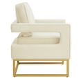 thumbnail image 6 of Cterwk Modern Style Accent Chair with Gold Metal Base, Velvet Upholstered Leisure Chair for Home, Office, Dining Room, Cream White, 6 of 9