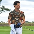 thumbnail image 4 of Salouo American Flag Deer Art for Men's Short Sleeve Polo Shirts,Polo Shirts for Men Performance Short Sleeve Golf Shirt Athletic Casual Collared T-Shirt-XX-Large, 4 of 8