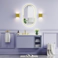 thumbnail image 2 of ANGELES HOME 20 x 36 Inch Oval Lighted Bathroom Vanity Mirror, Front and Backlit LED Mirror for Bathroom, Bathroom Lighted Mirror with Anti-Fog, 3 Colors Dimmable, Brushed Gold, 2 of 11