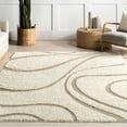 thumbnail image 4 of nuLOOM Krista Contemporary Swirls Shag Area Rug Beige/Brown 6' 7" x 9' Indoor, 4 of 5