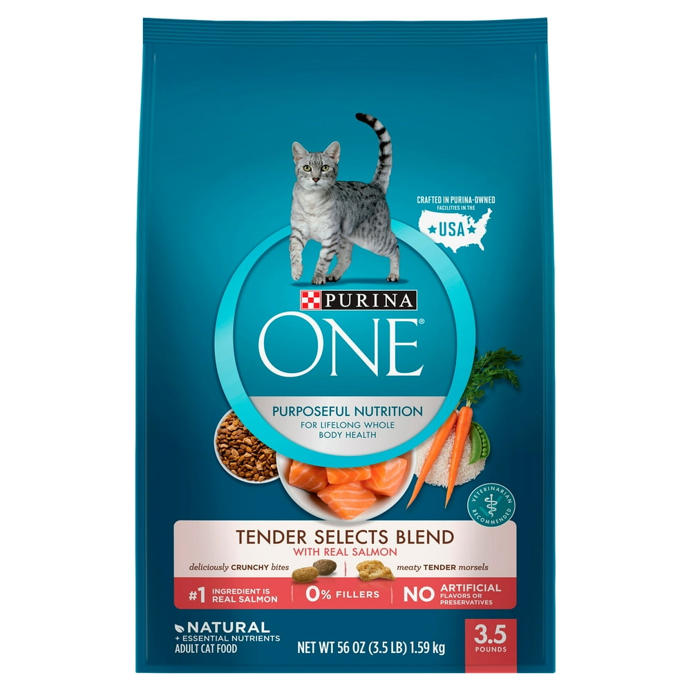 Purina ONE Natural Dry Cat Food, Tender Selects Blend With Real Salmon
