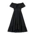 thumbnail image 3 of KICILVS Victorian Dress for Women Color Block Square Neck Bell Sleeve Tie Front Flared Maxi Length Party Dress Gown Black, 3 of 5