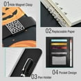 thumbnail image 4 of 9.2x6.7 inch Leather Notebook 100 Sheets, Multi-Pocket Design & Pen Loop Halloween Pumpkin and Witch Refillable Journal Organizer, 4 of 6