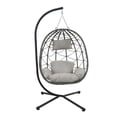 thumbnail image 5 of YIORTWO Egg Hanging Chair with Stand, Patio Wicker Swing Egg Chair Indoor Swinging Chair Outdoor Hammock Egg Chair for Patio Bedroom Balcony, Light Grey, 5 of 10