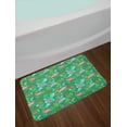 thumbnail image 2 of Tropical Bath Mat, Caribbean Style Flourishing Elements and Flamingos, Plush Bathroom Decor Mat with Non Slip Backing, 29.5" X 17.5", Sea Green Salmon, by Ambesonne, 2 of 2