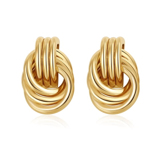 Aretes SHERLOVE chapados en oro con nudo, ligeros