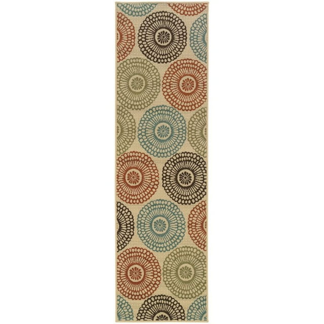 Oriental Weavers Montego 2'3" x 7'6" Machine Woven Runner Rug in Beige
