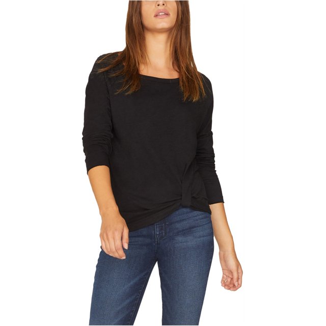 Playera básica con parte delantera torcida lateral Sanctuary Clothing para mujer negro XS
