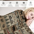 thumbnail image 4 of Retro Rustic Style Flannel Blankets, Vintage Moose Deer Bear Leaf Tree Country Style Farmhouse Cottage Cabin Throw Bed Blanket for Sofa Chair Bed 50"x60", 4 of 6