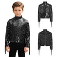 thumbnail image 3 of iiniim Tassel Boys Sequin Jackets Mock Neck Jacket Zip Up Coat Sparkle Outwear Performance Clothes Black 12, 3 of 7