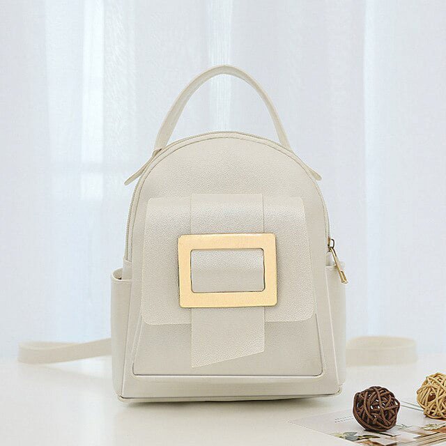 LinYooLi Big Capacity Women Backpack Fashion Color Matching Small Backpack Ladies Shoulder Crossbody Bag Soft Leather Female Mini