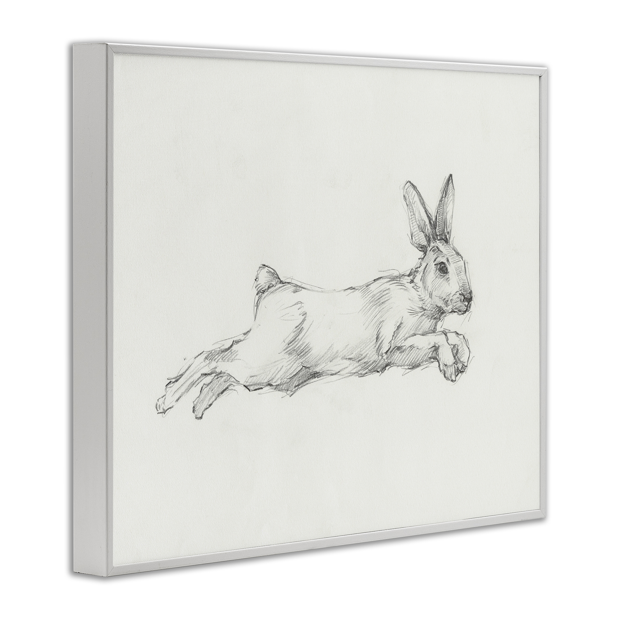 Stupell Industries Jumping Rabbit Sketch Animals & Insects Drawing White Framed Art Print Wall Art, 30 x 24