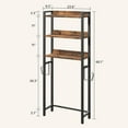 thumbnail image 2 of Over The Toilet Storage Rack, 3 Tier Bathroom Organizer Over Toilet, Freestanding Space Saver Toilet Stand with 2 Hooks, Bathroom Storage Shelf, Easy to Assemble, Rustic Brown, 2 of 17