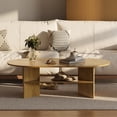 thumbnail image 2 of Gelloan 47" Modern Coffee Table,Oval Coffee Table,Double-layer Coffee Table with Sturdy Pedestal for Apartment,Living Room,Bedroom,Natural, 2 of 7