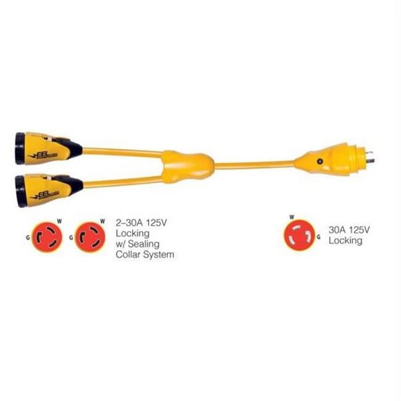 Marinco Y30-2-30 Marinco Y30-2-30 EEL -230A-125V Female to -130A-125V Male ''Y'' Adapter - Yellow