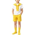thumbnail image 2 of Odeerbi Niños 4 Piezas Preppy Traje Manga Corta Camiseta + Traje Pantalones Cortos + Chal + Calcetines Escenario Conjunto de Rendimiento, 2 of 7
